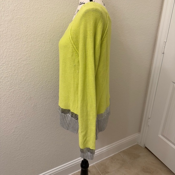 NWT Express Green wide Crew Neck Sweater side split sz M - Picture 4 of 7